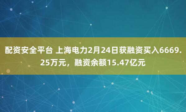 配资安全平台 上海电力2月24日获融资买入6669.25万元，融资余额15.47亿元